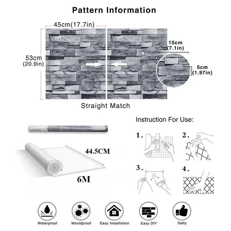 Vintage 3D Brick Wall Sticker Thickened Self Adhesive Faux Stone Panel for Industrial Cafe Restaurant Background Decor