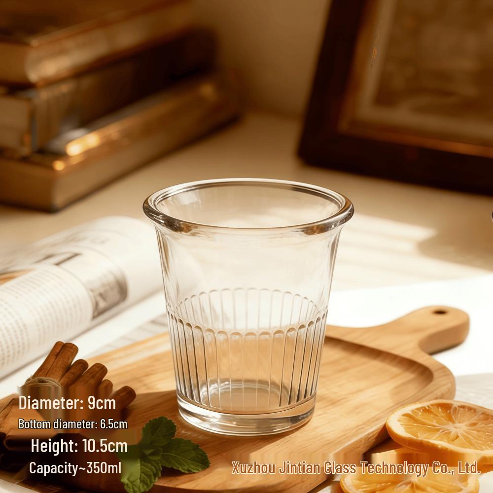 Large Flip-Top Glass Cup for Coffee, Milk  Juice - Modern Minimalist Design Default