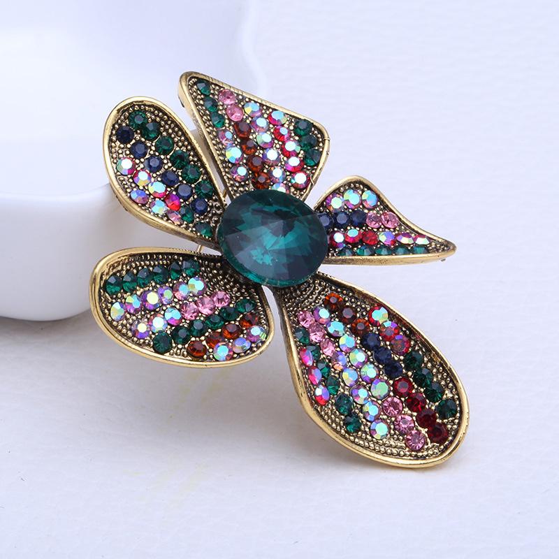 Изысканное мастерство Высококачественные ретро-броши Антикварный золотой тон Цветные броши с имитацией жемчуга Броши Булавки Пряжки Аксессуары Винтажные украшения