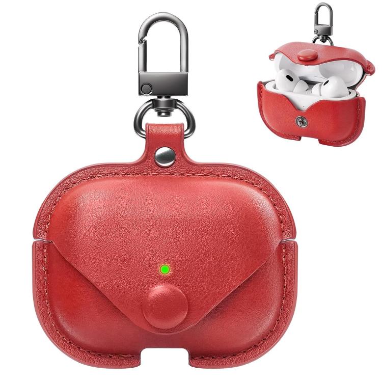 Business PU Leather Earphone Protective Case With Hook for AirPods Pro 3