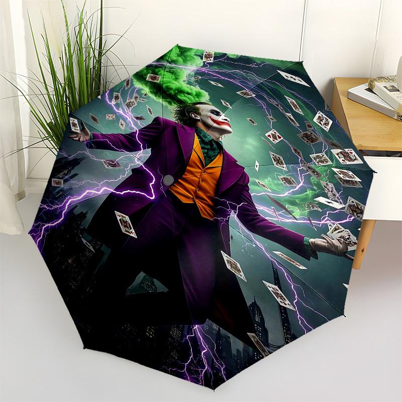 

1pc Joker with Lightning and Playing Cards Umbrella with Plastic Handle,Suitable for All Seasons Travel Outdoor Multi-functional UmbrellaDCS263