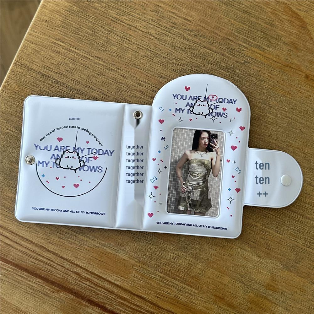 Original 3-tums tryckknapp Pixelkatt Kortalbum för Polaroids och Idolkort