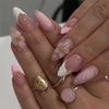 Unghia Finta Press-On con Intaglio Floreale 3D Rosa in ABS Unghia Falsa Vestibilità Senza Soluzioni di Continuità Comoda per Manicure Quotidiana da Festa