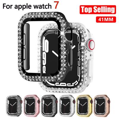 Vrtané Ochranné Pouzdro Kryt Pro  Series 7 41mm Rám  PC Pouzdro  Nárazník Pouzdro Pro IWatch 7 Příslušenství