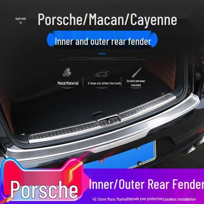 Edelstahl Ladekantenschutzleisten für Porsche Macan & Cayenne Stoßfänger Hinten Innenraummodifikationen
