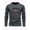 T-shirt top décontracté de sport pour homme grande taille coupe ample imprimé lettre Londres ANGLETERRE col rond manches longues