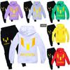 Messi Letter Print Cartoon Kids Hoodie And Pants Set With Cotton Fabric