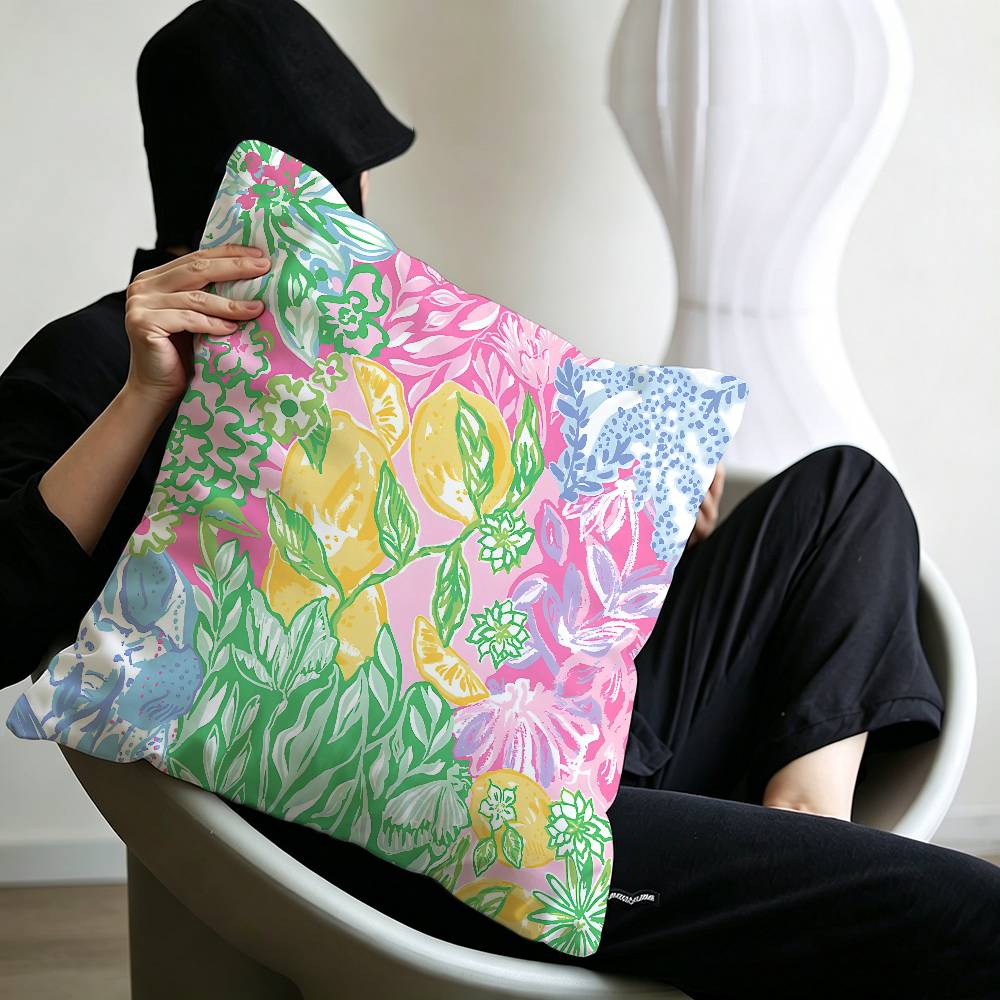 Fashion Lilly Pulitzer Pillow Cushion Cover Pillowcase Living Room Sofa Home Decor Customized