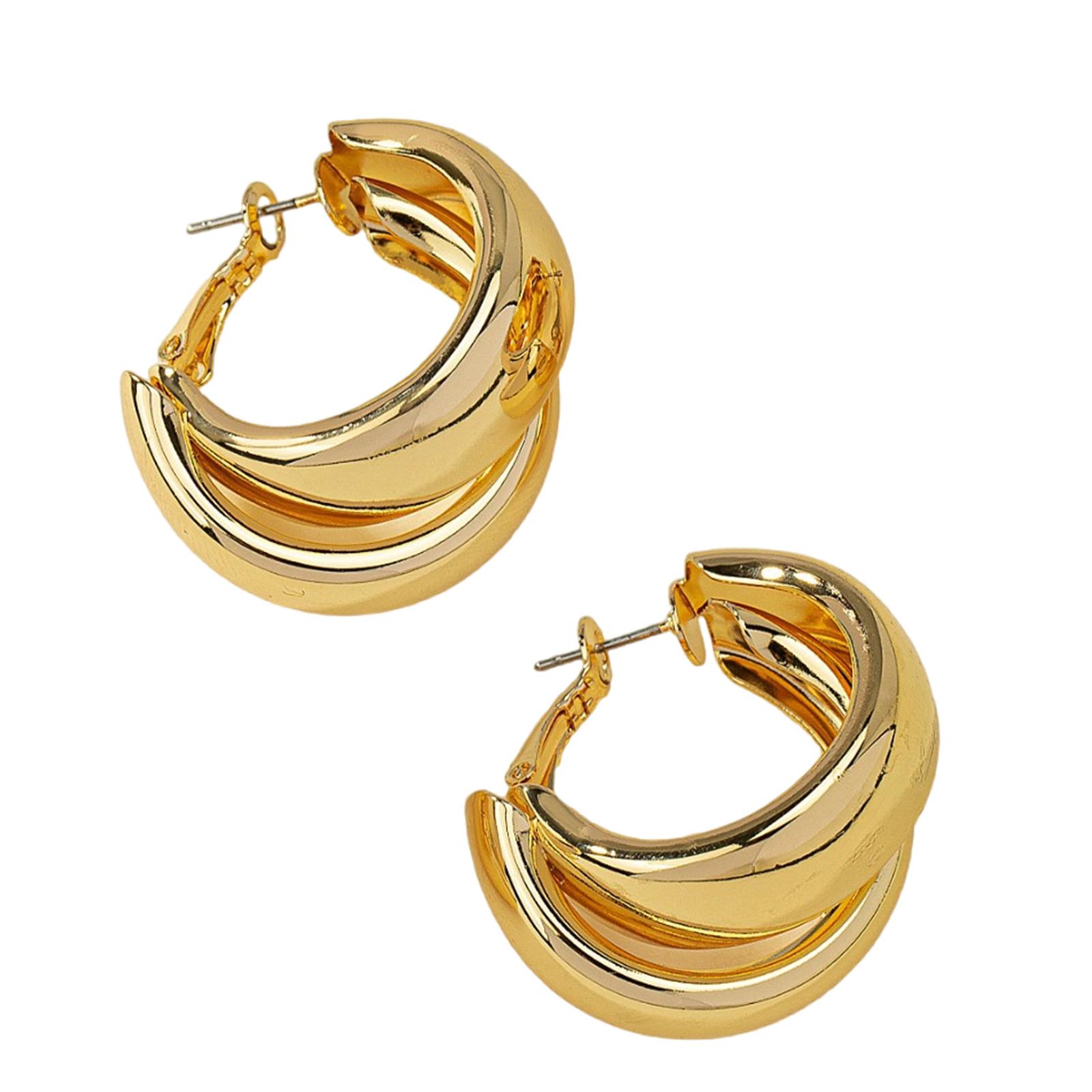 

Серьги-кольца Модные эффектные украшения Сплав Текстура Трендовые украшения для ушей Подходят для женщин и девушек Подарок золотой