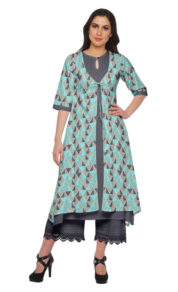 Moomaya Indian Palazzo Kurta Jacket Set For Women Partywear Chanderi Ethnic