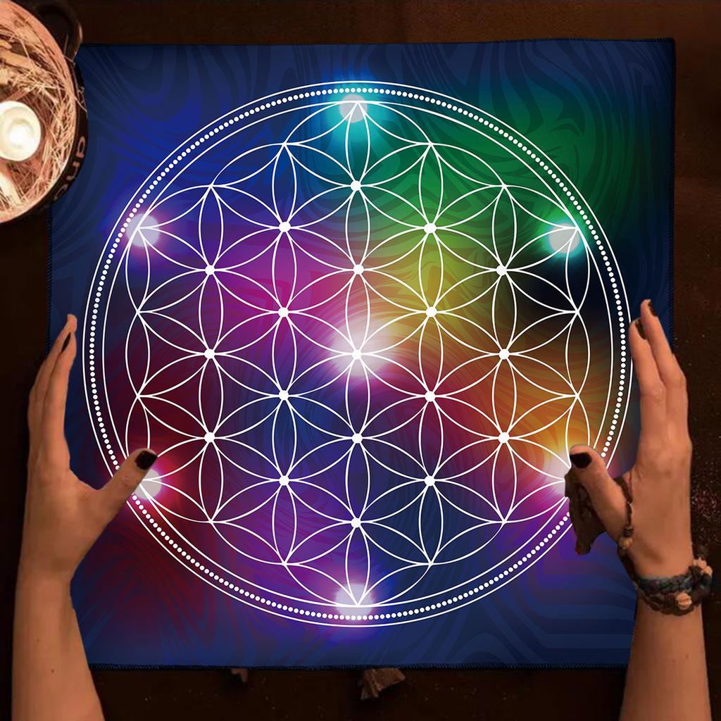 Tarot Tischdecke Mandala Blume des Lebens Altar Tuch Für Divination Meditation Kreis Galaxie Tarot Matte Spirituelle Orakel Karten Pad