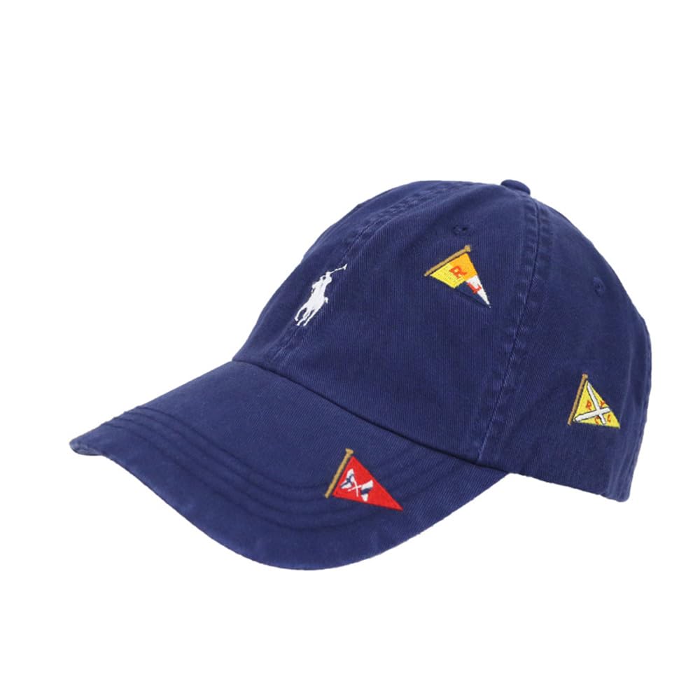

(Polo Ralph Lauren) Men s and Women s Multi-Embroidered Cap, Pony Embroidery, Signature Pony Hat, 01080267, NAVYFLAG [Used]
