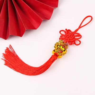 Decoración colgante de dragón con nudo chino con borlas rojas 2024 Año del Dragón Festival de Primavera Adorno colgante para interiores y exteriores Colgante de Año Nuevo