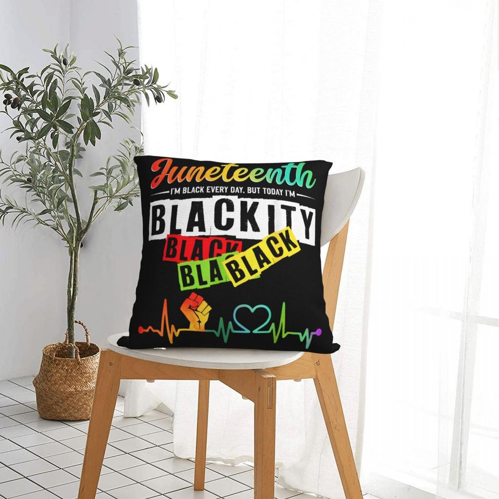 Juneteenth Blackity Herzschlag Kissenbezug Polyester Kissenhülle Dekoration Schwarze Geschichte Afrikanisches Amerika Dekokissen Hülle Bett