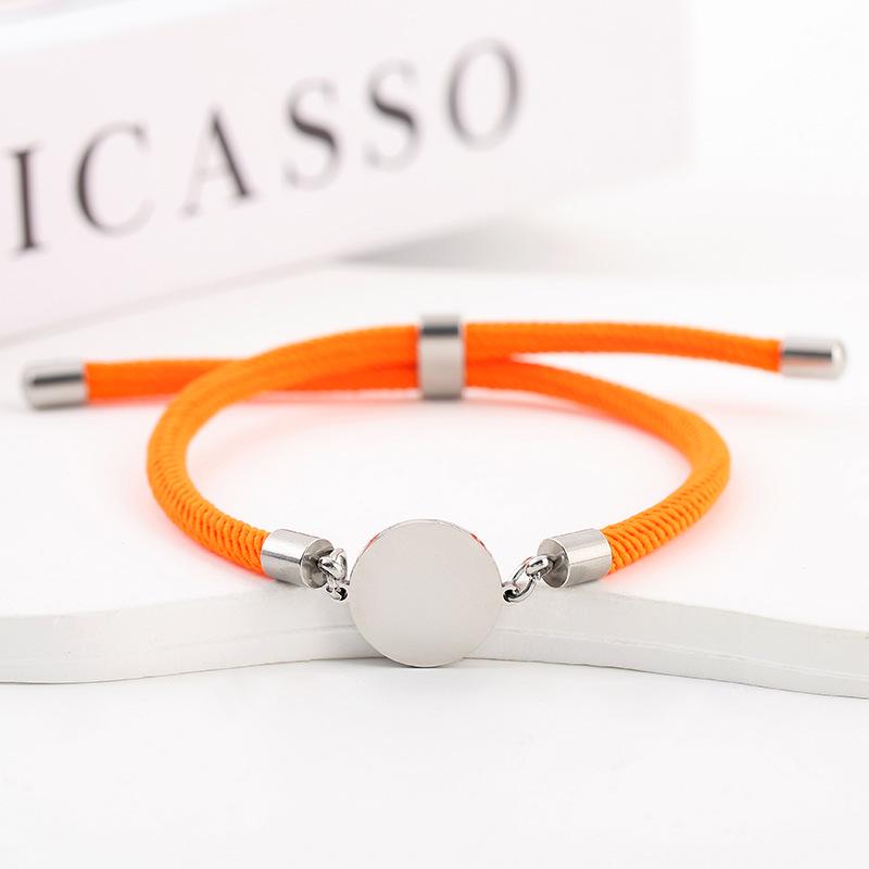 Adjustable 15mm Multi-Color Round Milanese Rope Bracelet with Stainless Steel Cross for Laser UV Printing.
