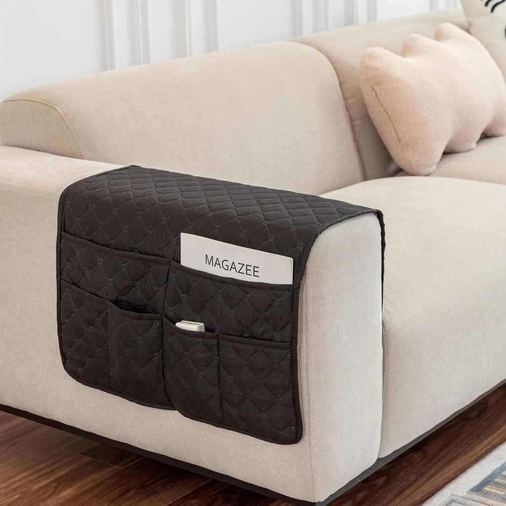 Multifunctional Sofa Armrest Organizer with Storage Pockets for Magazines and Remotes