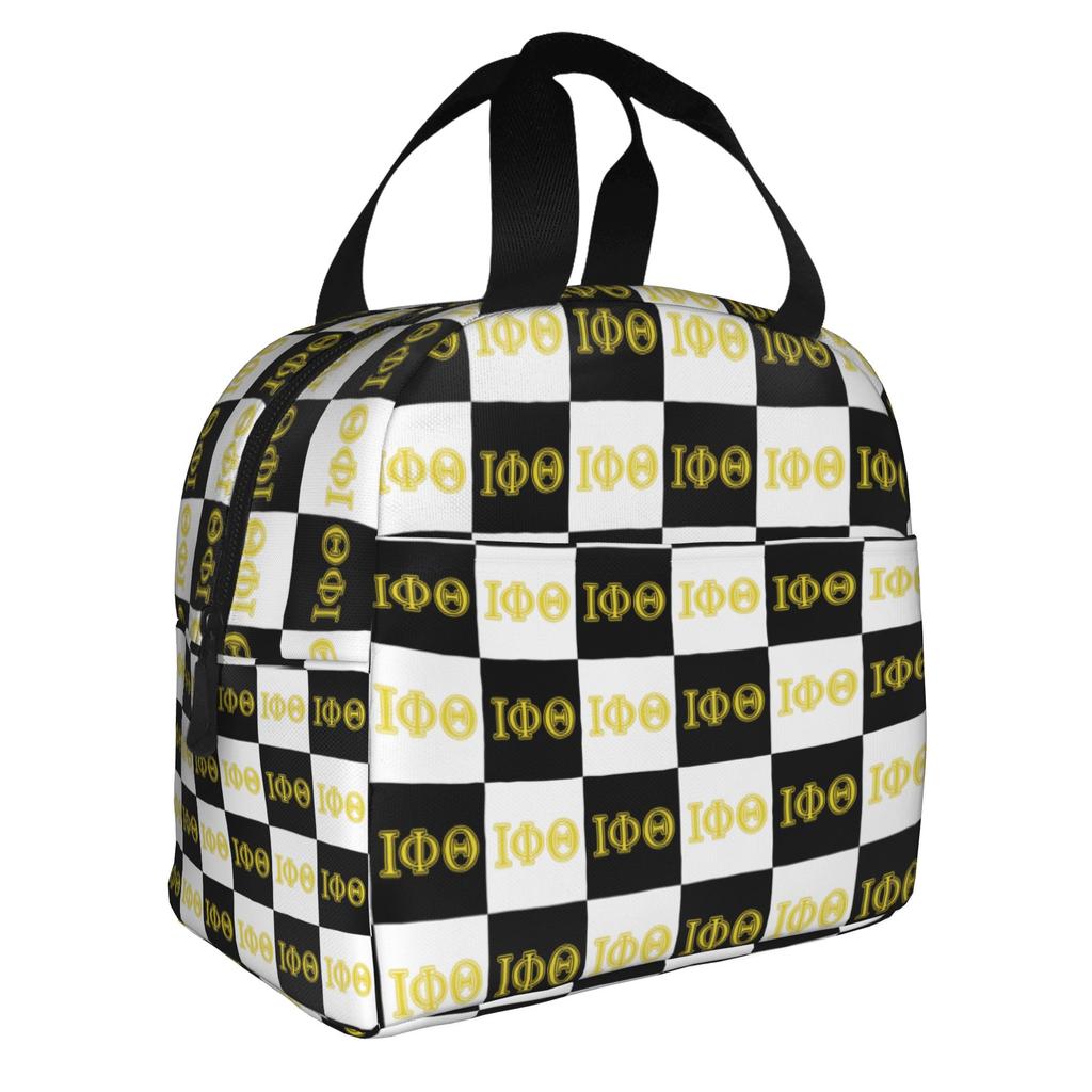 IPT Checkered Plaid African American Fraternity Insulated Lunch Bag for Portable Iota Phi Theta 1963 Thermal Cooler Bento Box