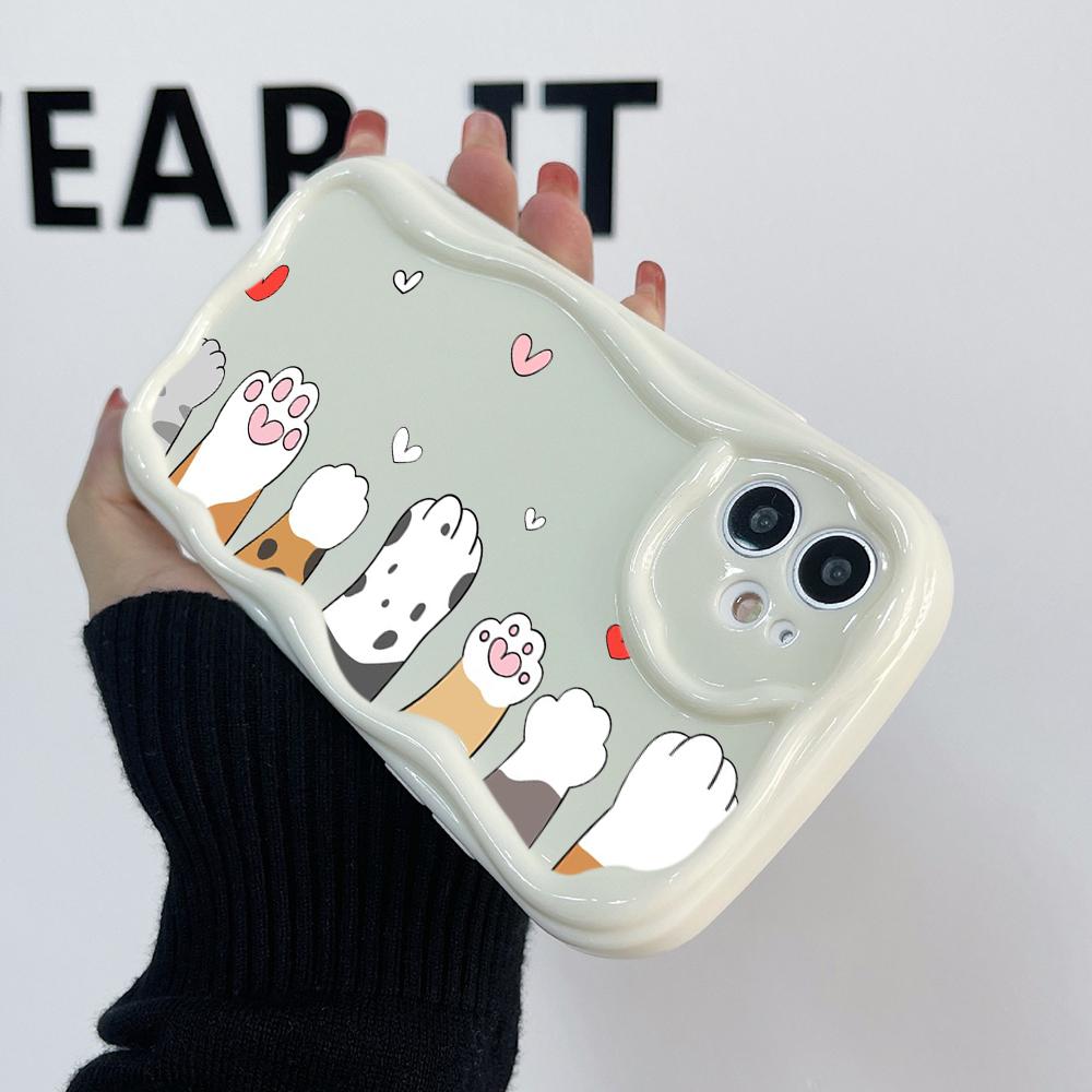 LZ9 мультяшный кот милый художественный дизайн прозрачные мягкие волнистые чехлы — фото 8