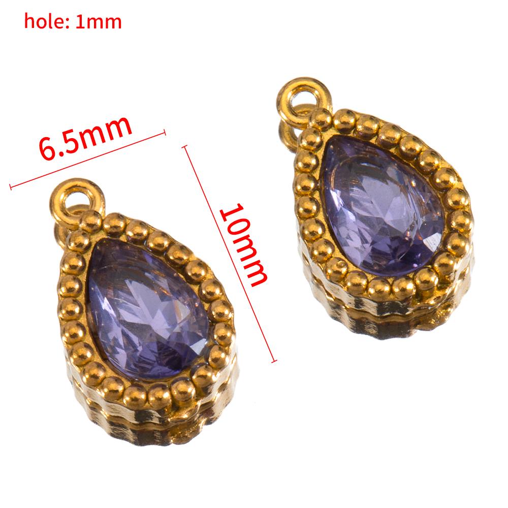 10pcs Stainless Steel Colorful Rhinestone Waterdrop Charms for Earrings Pendant Necklace DIY Jewelry Making Clothing Accessories
