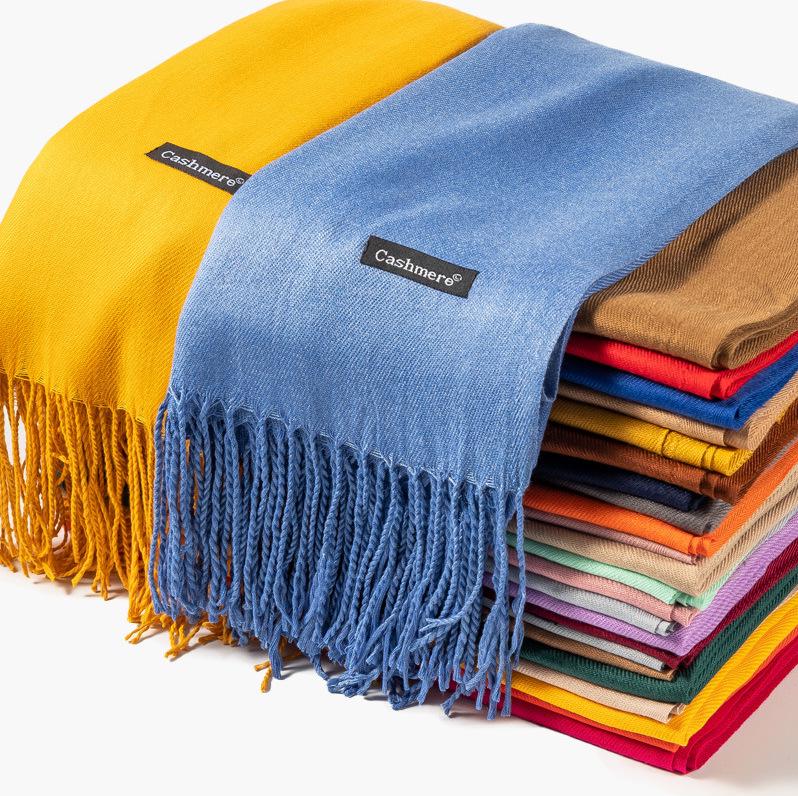 Women's High-End Red Imitation Cashmere Knit Shawl - Versatile & Fashionable