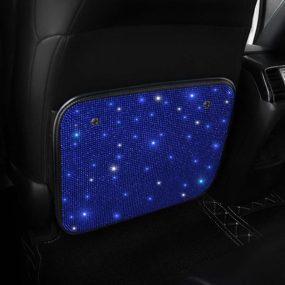 Cute Bling Crystal Car Kick Mats Sparkling Car Back Seat Cover Automotive Interior синий