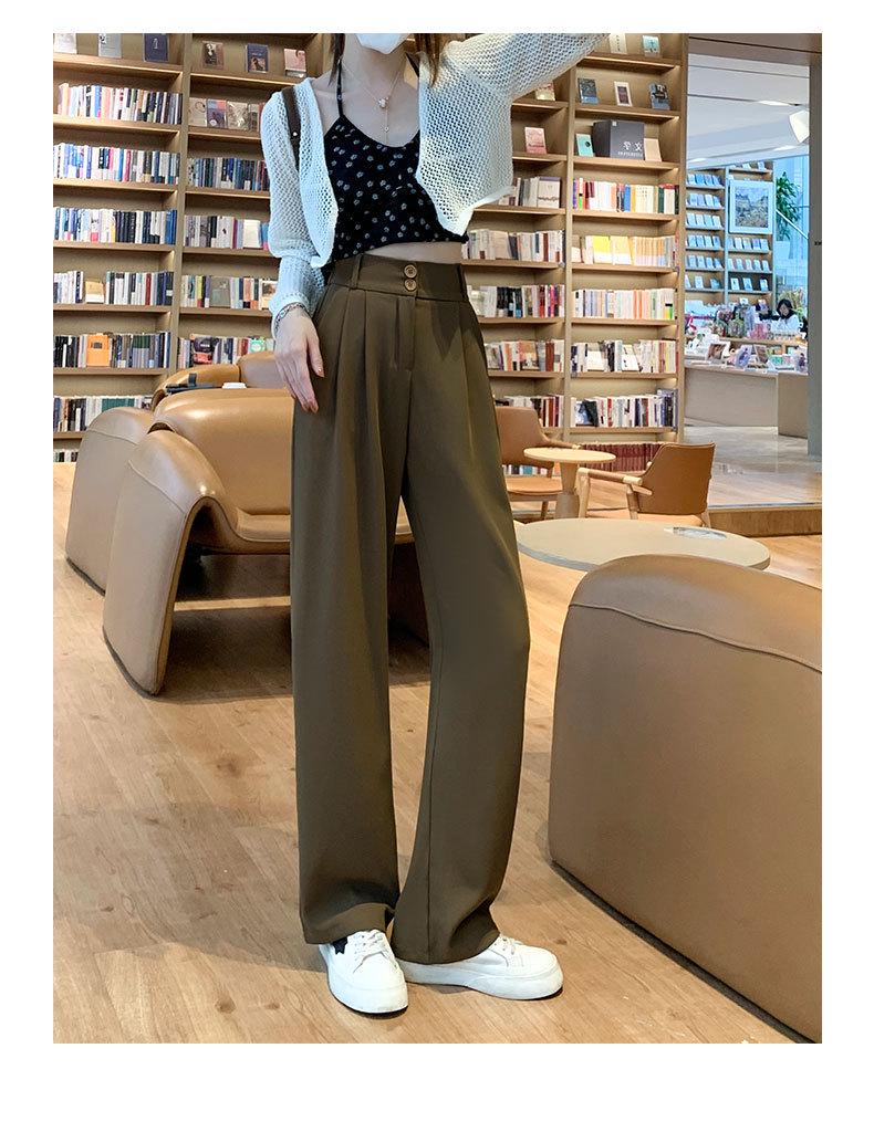 Women's High Waist Black Suit Pants - 2025 Summer Collection, Petite Wide Leg, Draped Straight Trousers