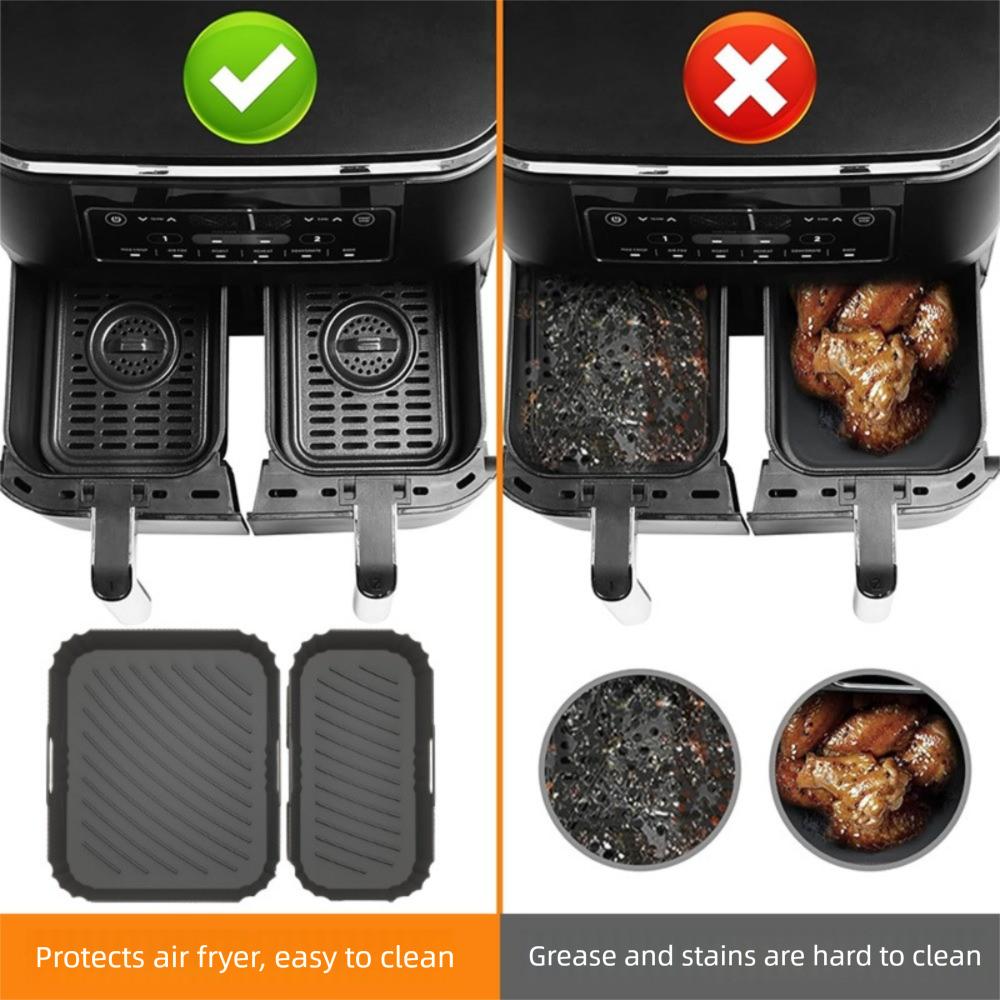 2Pcs/Set Silicone Air Fryer Liner Anti-stick Design Air Fryer Pan Air Fryer Baking Tray  Oven
