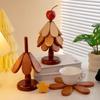 3pcs/set Christmas Tree Coaster Set Wooden Heat-Resistant Trivets Cup Mat with Stand Holder Festival Home Ornament Decoration