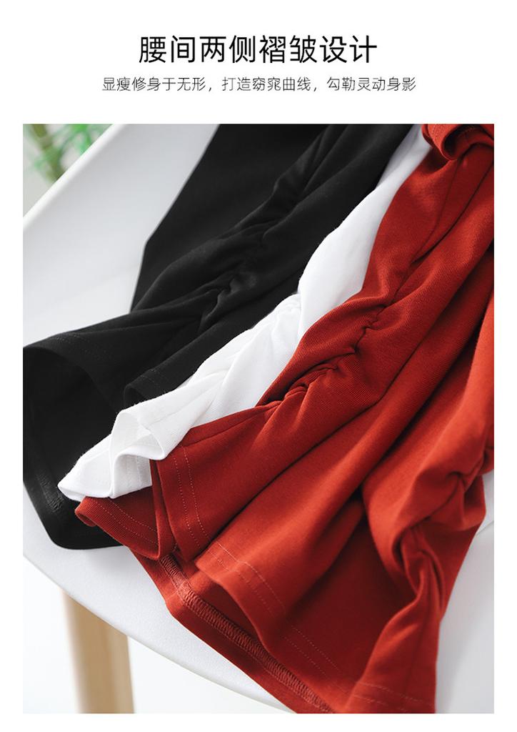 Waist Slimming V-neck Short Sleeved T-shirt for Women In Summer 2026, Fashionable and Casual Versatile Solid Color Top