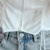 Summer Women's Bubble Sleeve Zip Cardigan Shirt Short Fashion Drawstring Waist Chic Niche Tops with Design