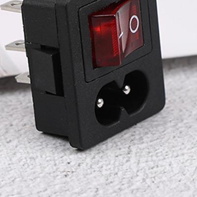 1 Stück 250V AC 10A Roter Kippschalter mit Sicherungseinsatz Netzsteckdose Schalterstecker Steckverbinder Dielektische Festigkeit