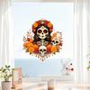 Unique Gift for Mexican Culture Fans Day of The Dead Window Clings, Dia De Los Muertos Sticker, Colorful Decorative Film Parties Sugar Skull