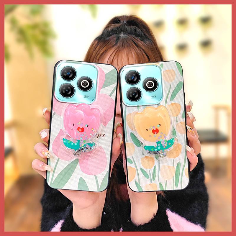 Husă Telefon TPU Design Modă Pentru ZTE Blade A75 4G/Z2359 Anti-șoc Durabil Silicon Suport Cartoon Sclipici Anti-praf