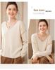 Women's V-Neck Cashmere Knit Pullover - Loose Fit, Long Sleeve, Autumn/Winter Fashion