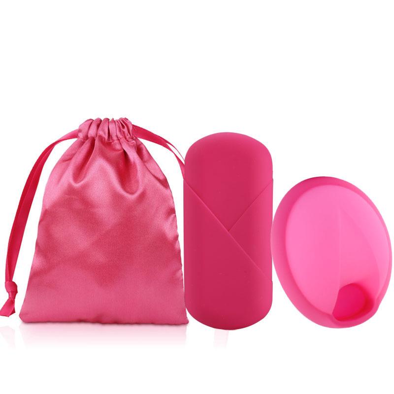 Silicone Menstrual Disc Cup with Storage Box and Built-in Handle for Women