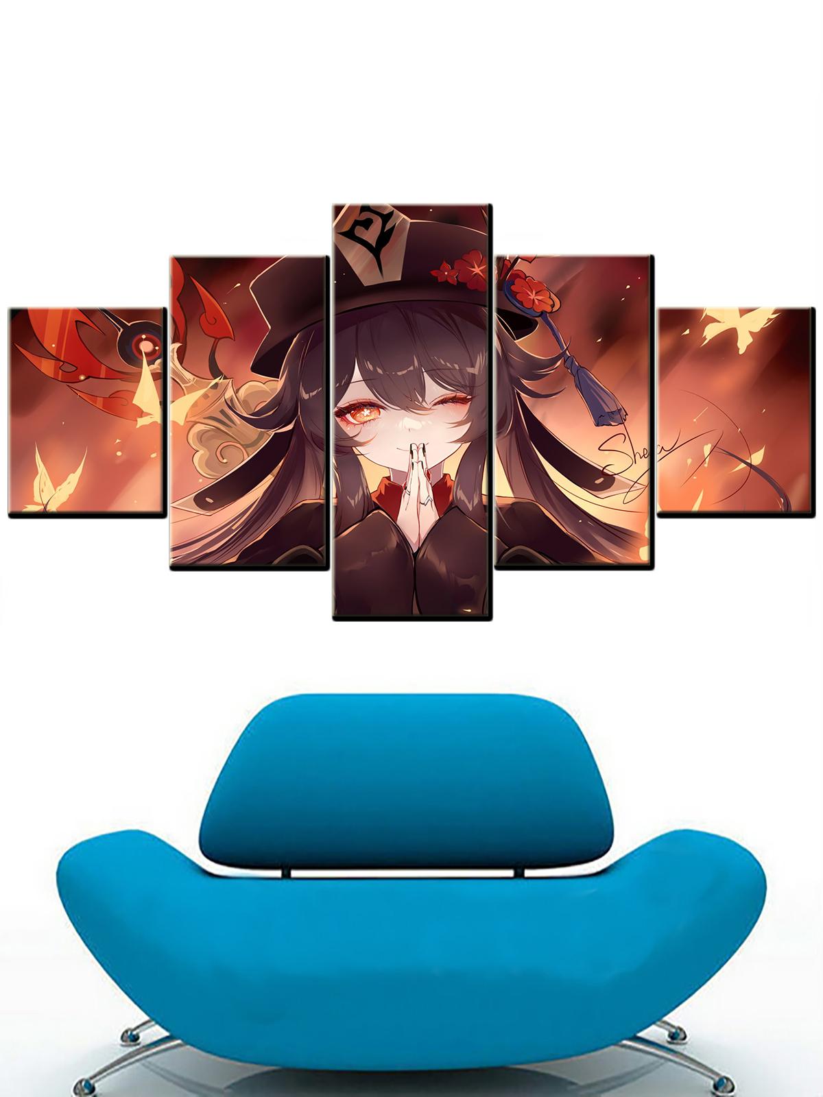 

5 шт. видеоигра Genshin Impact картина холст искусство настенная живопись скандинавское украшение дома Hd печатный холст интерьерные постеры без рамки 20x35cm*2 20x45cm*2 20x55cm*1