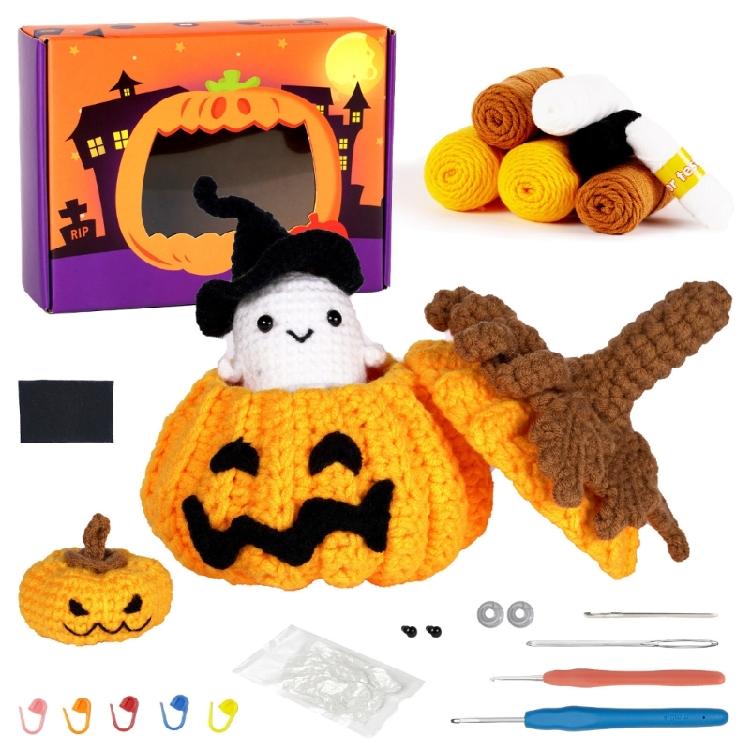

Halloween Pumpkins Crochet Set Knitting Supplies with Step-by-Step Video Tutorial Instruction for Beginner Kid Adult 1