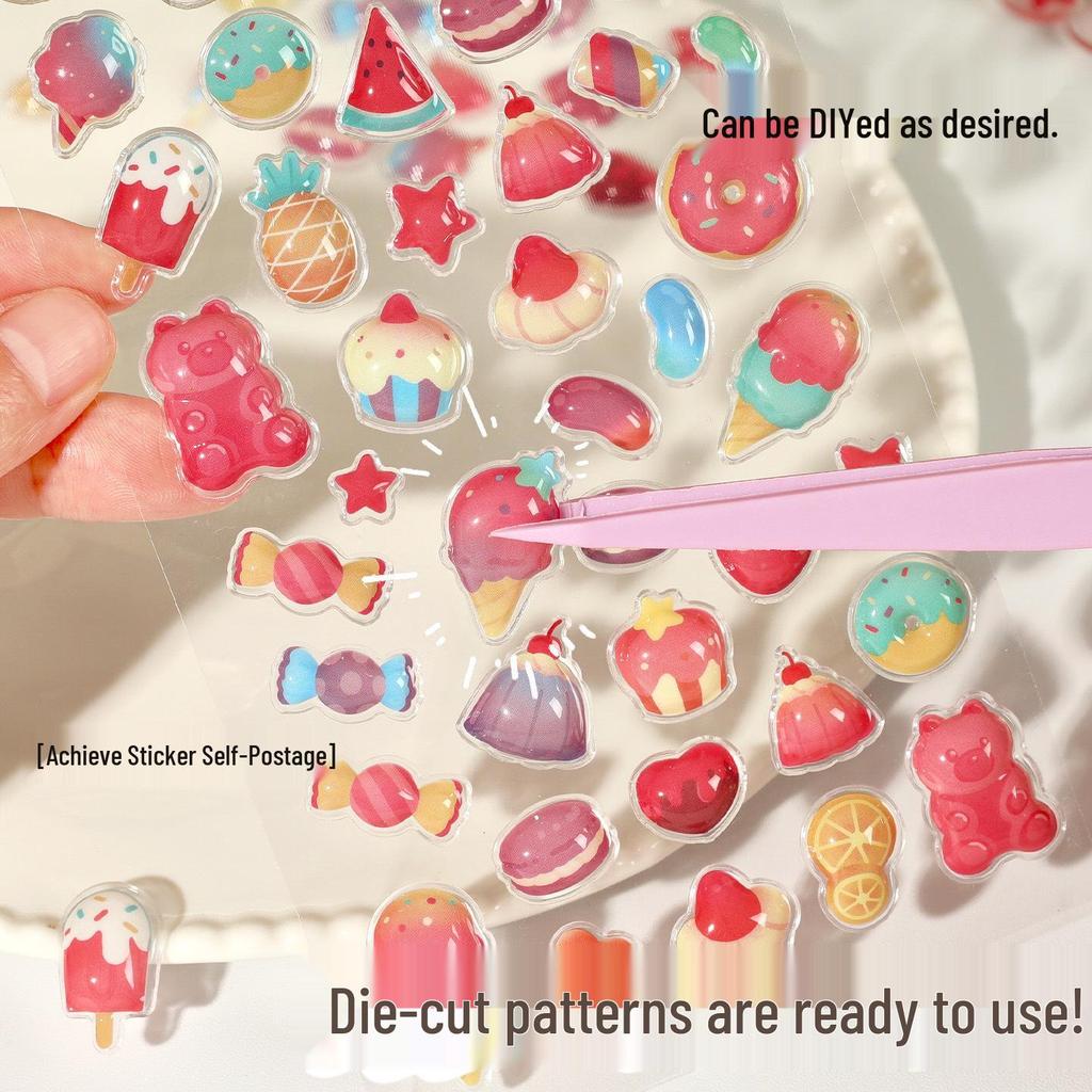 Cartoon 3D Embossed Waterproof Stickers for Children's Creative Journaling