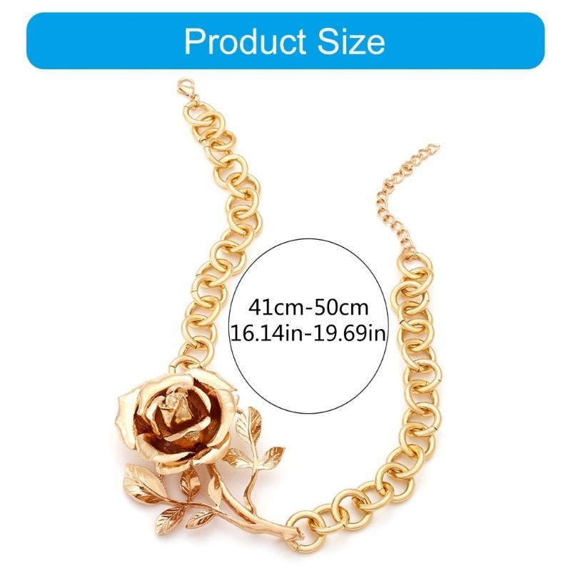 Stylish Necklace Rose Pendant Necklace Unisex Necklace Metal Texture Neck Jewelry Charm Necklace for Fashion Lover