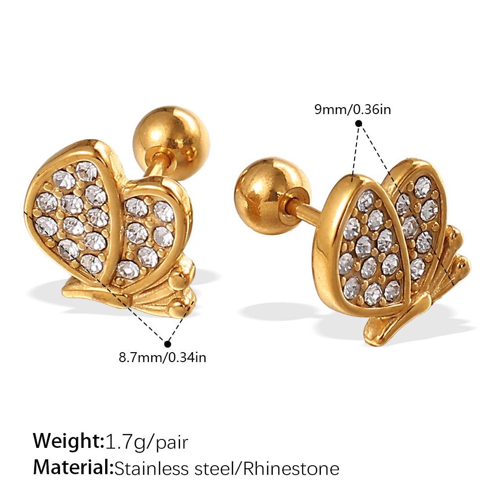 Temperament Versatile Stainless Steel Butterfly Dragonfly Gold Plated Earrings Premium Titanium Steel Earrings Women