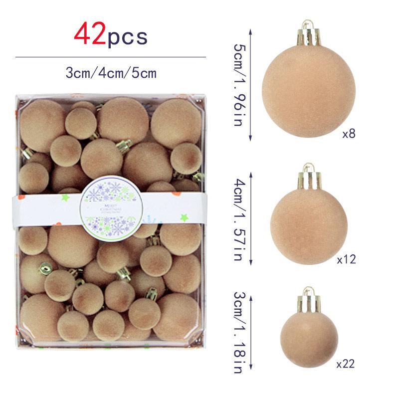 42-teiliges Beflocktes Weihnachtskugel-Schmuckset Weihnachtsbaum-Hängekugeln Dekorationen Party Haus Weihnachtsbaum Deko