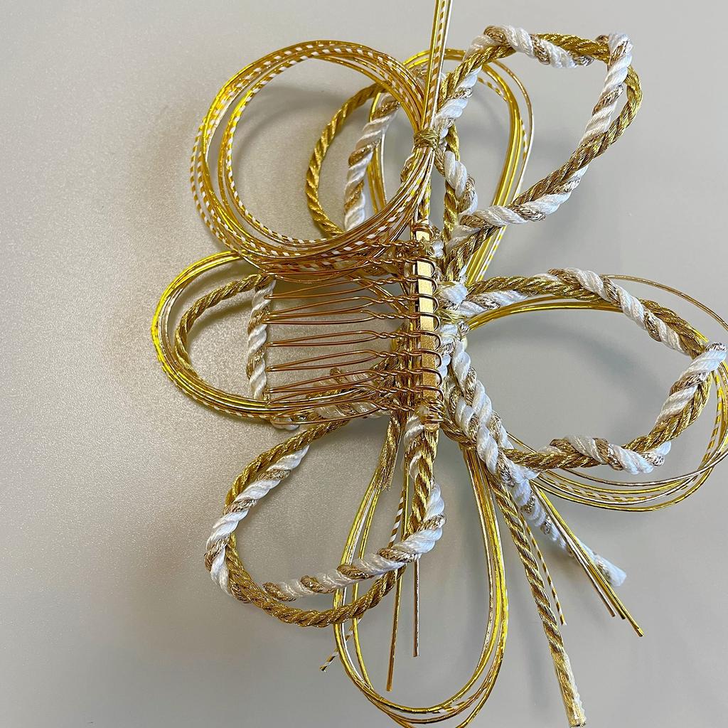 Mizuhiki Hair White and Japanese Style Perfect for and More Ornament, Gold, Headpiece, Kumihimo, Coming-of-Age Ceremonies, Weddings, Graduations,