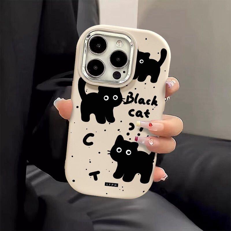 Case Cover for Infinix Hot 40 Pro 30i 40i Note 30 Zero 30 4G Tecno Spark 20 20C GO 2024 2023 Smart 8 7 Cute Black Cat Soft Case