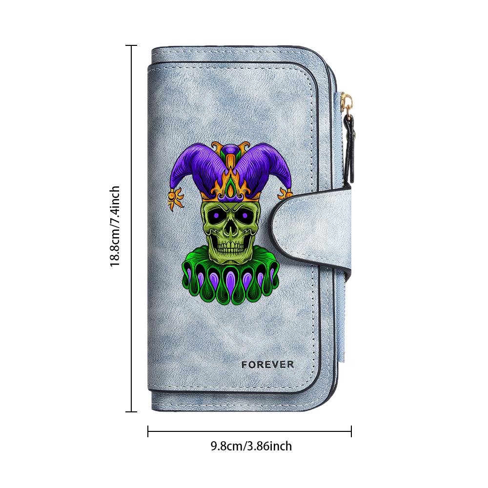 Gothic Clown Skull Purse Multifunctional Long Wallet