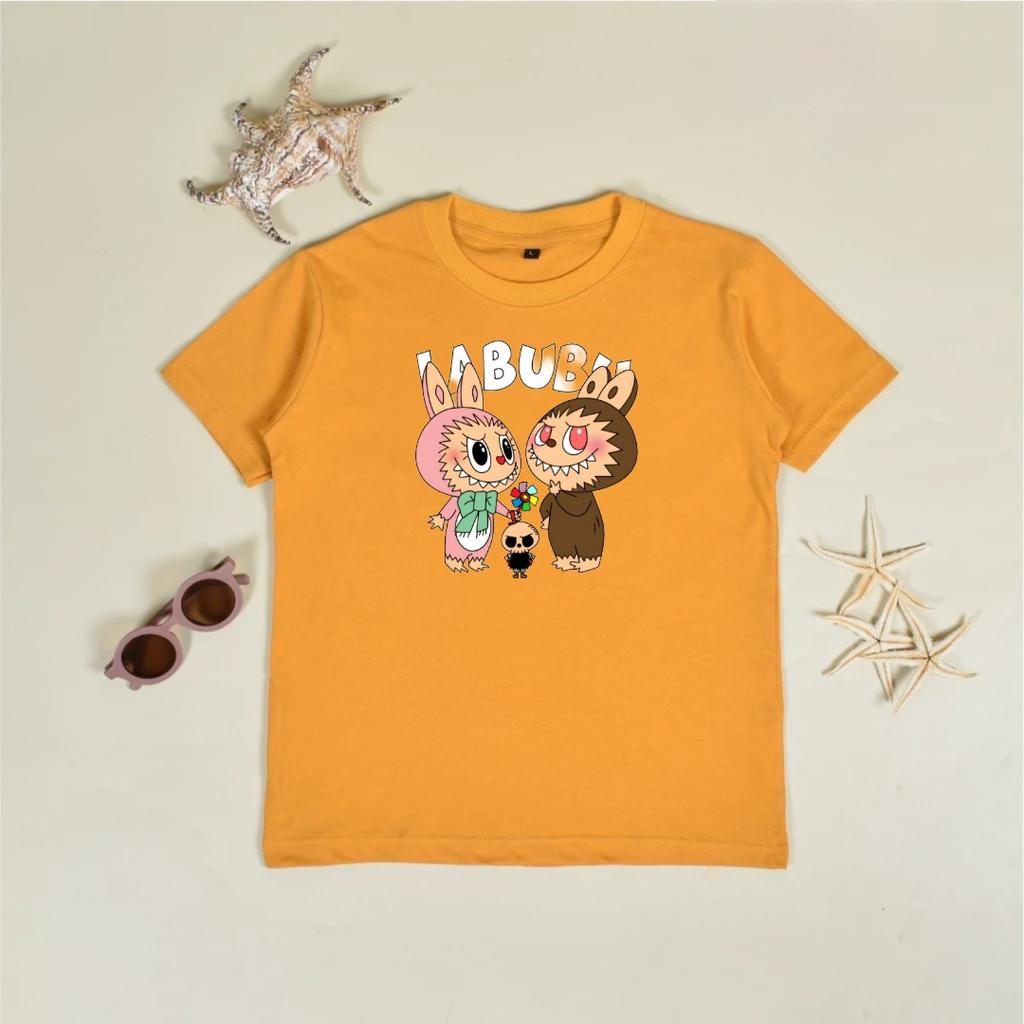 2025 Popular Children's Clothing Short Sleeved LABUBU Cute Round Neck T-shirt Cartoon Style Girl's Top