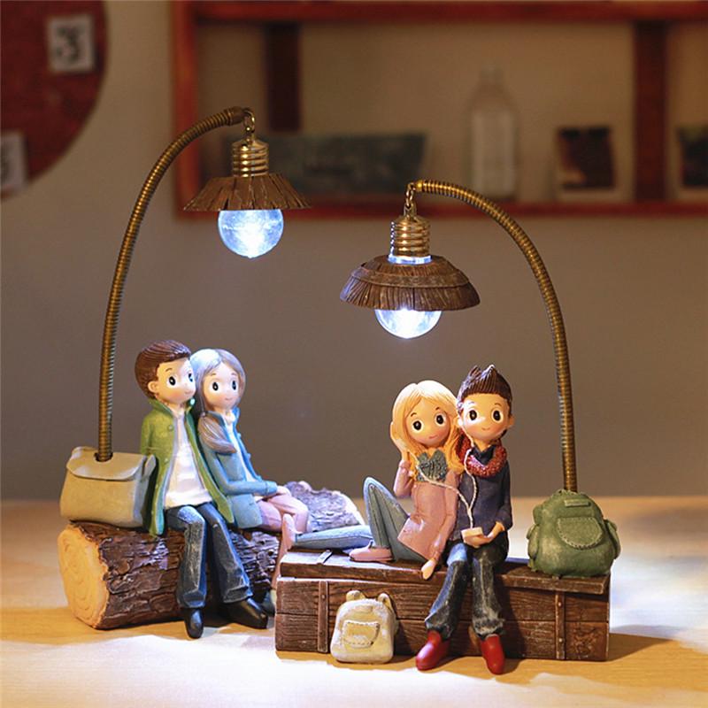 Resin Craft Couple Character Ornaments Creative Boy Girl Night Light