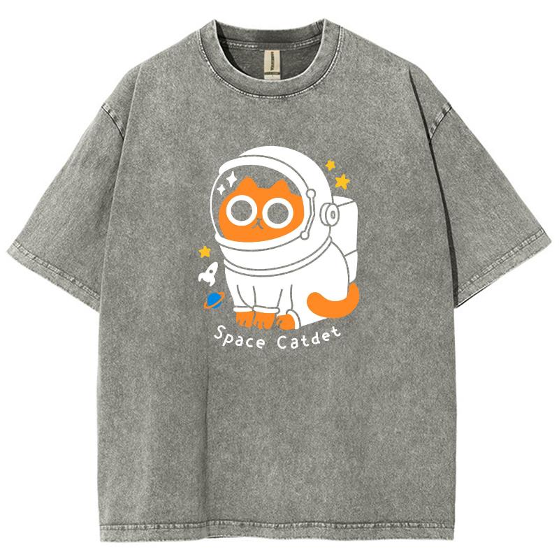 Astronauts Printed Women's T-shirt Fashion Extra Large Top Street Comfortable Clothing Retro Loose Versatile Washed T-shirt