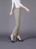 Summer Ice Silk High-Waist Elastic Pants for Middle-Aged and Older Women - Casual, Loose-Fit, Straight, Nine-Point Length
