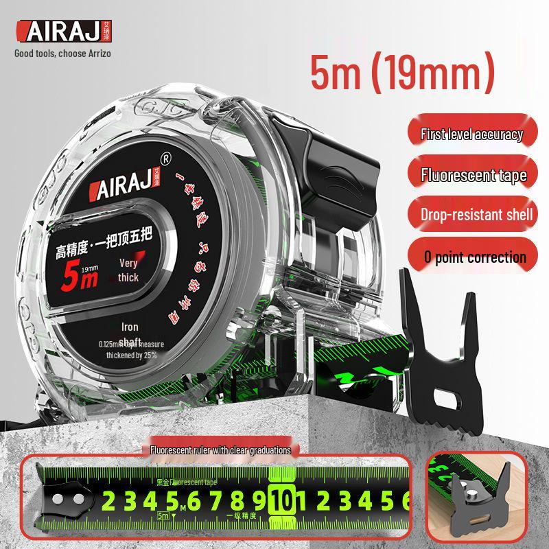 Fluorescent Tape Measure: 5m, 7.5m, 10m, Wide, Thick, Wear-Resistant, Drop-Proof, High-Precision Ruler.