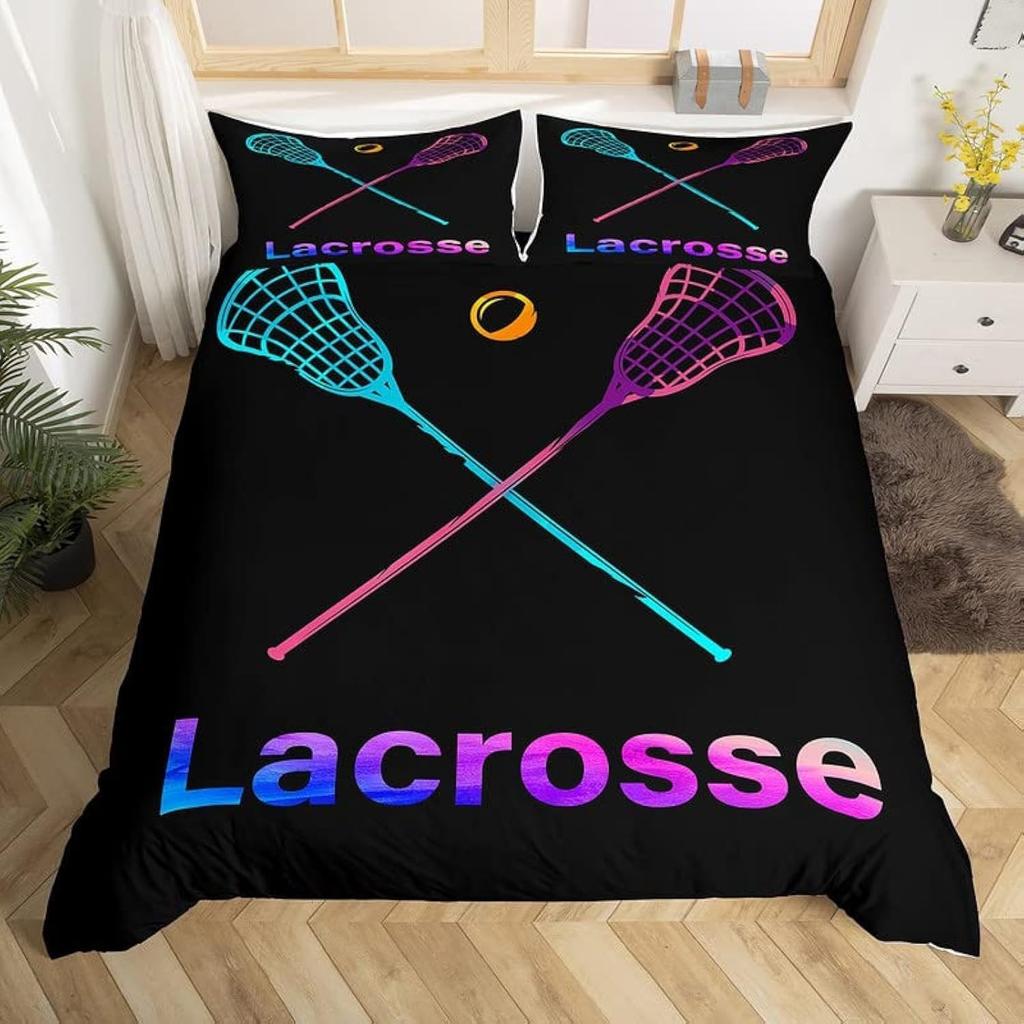 Lacrose Soft durable Quality Duvet Cover Ful Quen Lacrose Field Winter Bal Sports Games Beding Set Modern Athletic Competion Warm Comforter Cover